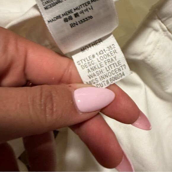 Mother Denim Jeans Looker Ankle Fray Little Miss Innocent White- Size 25 - Picture 8 of 10